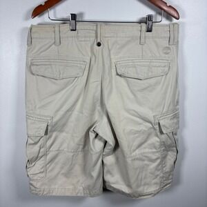 Timberland Mens Beige Cotton Twill Cargo Shorts Khaki Size 34 Outdoor Hiking